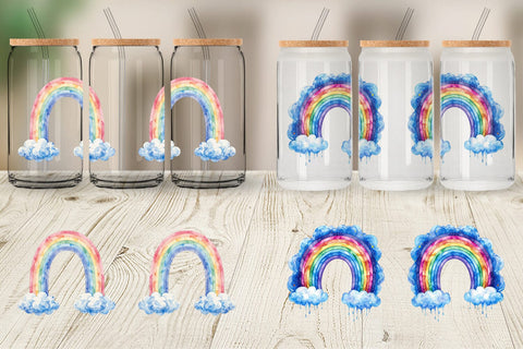 Glass Can Celestial Boho Rainbow Sublimation artnoy 