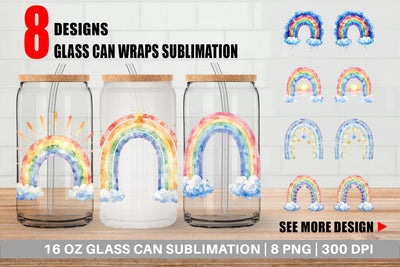 Glass Can Celestial Boho Rainbow Sublimation artnoy 