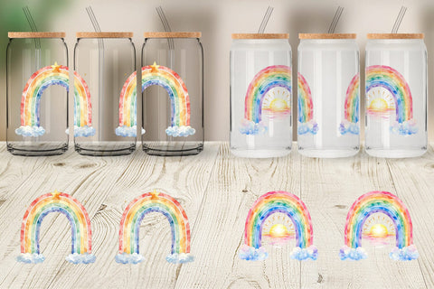 Glass Can Celestial Boho Rainbow Sublimation artnoy 