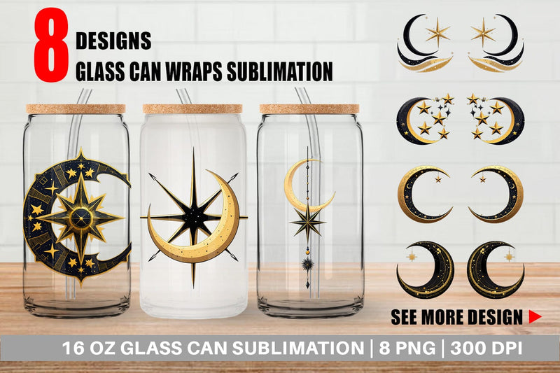 Glass Can Celestial Moon Sublimation artnoy 