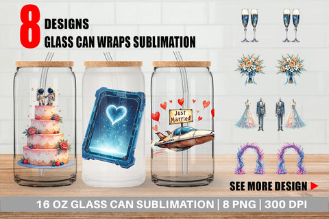 Glass Can Celestial Union Sci-Fi Wedding Sublimation artnoy 