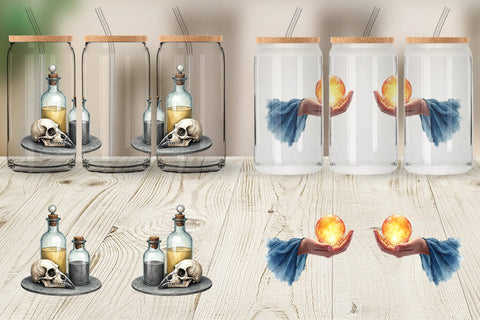 Glass Can Celestial Witchy Apothecary Sublimation artnoy 