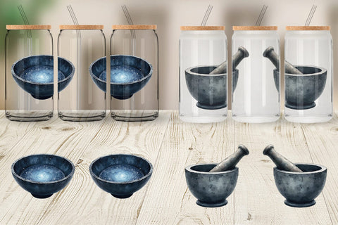 Glass Can Celestial Witchy Apothecary Sublimation artnoy 