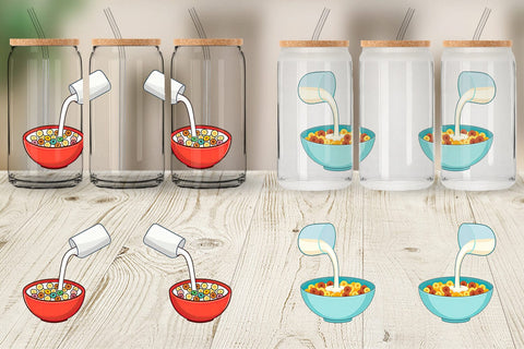 Glass Can Cereal Bowl with Milk Sublimation artnoy 