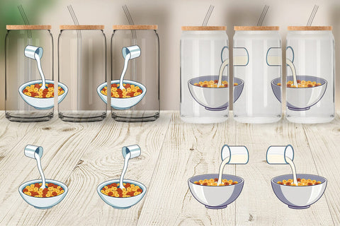 Glass Can Cereal Bowl with Milk Sublimation artnoy 