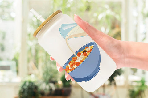 Glass Can Cereal Bowl with Milk Sublimation artnoy 