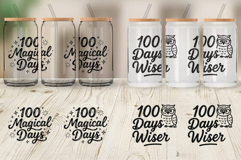 Glass Can Chalkboard Celebration 100 Days Quotes Sublimation artnoy 
