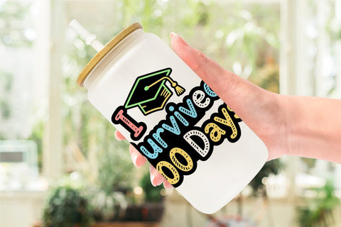 Glass Can Chalkboard Celebration 100 Days Quotes Sublimation artnoy 