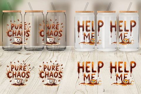 Glass Can Chaos Caffeine Sarcastic Quotes Sublimation artnoy 