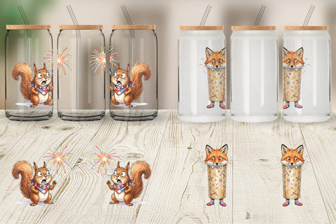 Glass Can Chaotic 4th of July Animal Sublimation artnoy 