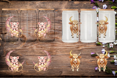 Glass Can Chaotic Celestial Western Watercolor Sublimation artnoy 