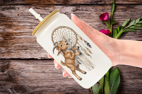 Glass Can Chaotic Celestial Western Watercolor Sublimation artnoy 