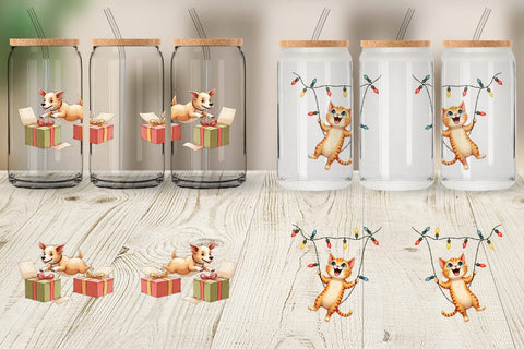 Glass Can Chaotic Christmas Animals Sublimation artnoy 