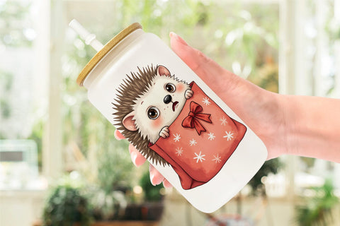 Glass Can Chaotic Christmas Animals Sublimation artnoy 