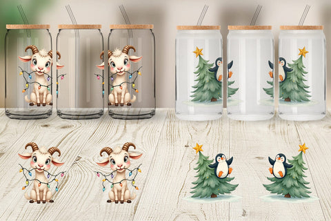 Glass Can Chaotic Christmas Animals Sublimation artnoy 