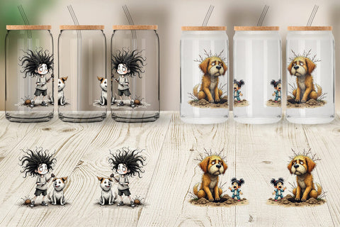 Glass Can Chaotic Girl Dog Sublimation artnoy 