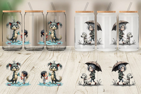 Glass Can Chaotic Girl Dog Sublimation artnoy 