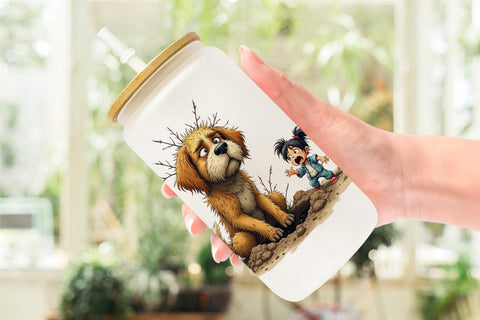 Glass Can Chaotic Girl Dog Sublimation artnoy 