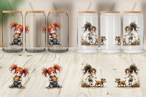 Glass Can Chaotic Girl Dog Sublimation artnoy 
