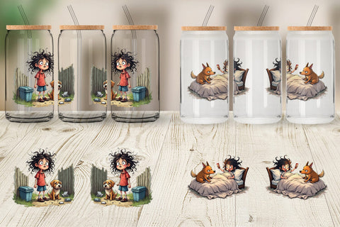 Glass Can Chaotic Girl Dog Sublimation artnoy 