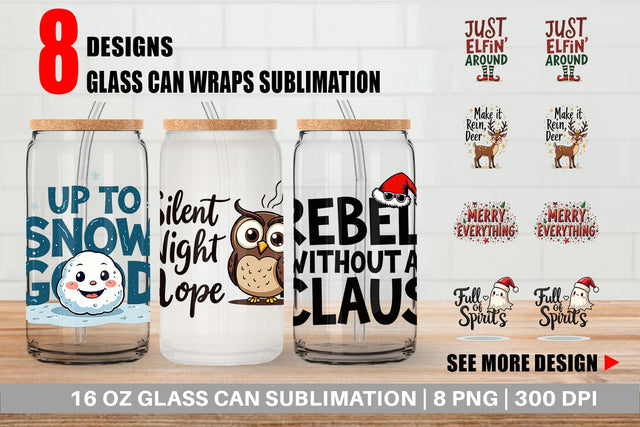 Glass Can Chaotic Holiday Spirit: Energetic Ugly Cute Quotes Sublimation artnoy 
