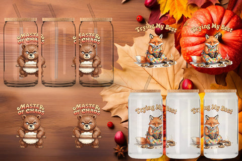 Glass Can Chaotic Retro Baking Watercolor Sublimation artnoy 