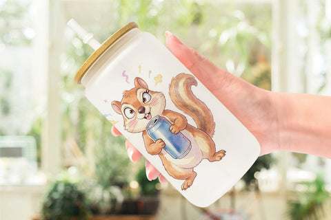 Glass Can Chaotic Study Animal Watercolor Sublimation artnoy 