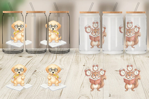 Glass Can Chaotic Study Animal Watercolor Sublimation artnoy 