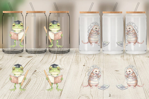 Glass Can Chaotic Study Animal Watercolor Sublimation artnoy 
