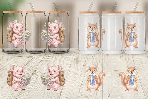 Glass Can Chaotic Study Animal Watercolor Sublimation artnoy 