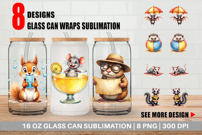 Glass Can Chaotic Summer Critters Sublimation artnoy 