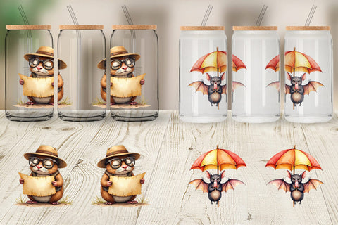 Glass Can Chaotic Summer Critters Sublimation artnoy 