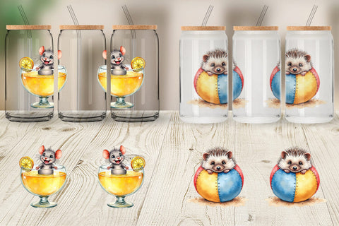 Glass Can Chaotic Summer Critters Sublimation artnoy 