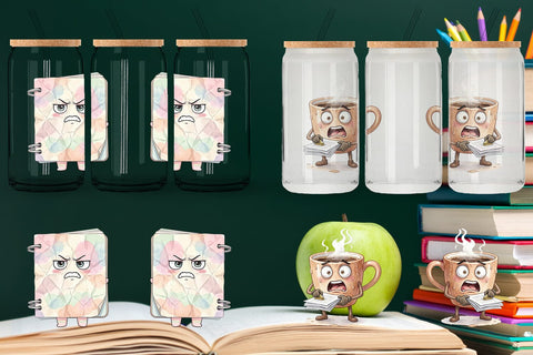 Glass Can Chaotic Teacher Supply Watercolor Sublimation artnoy 