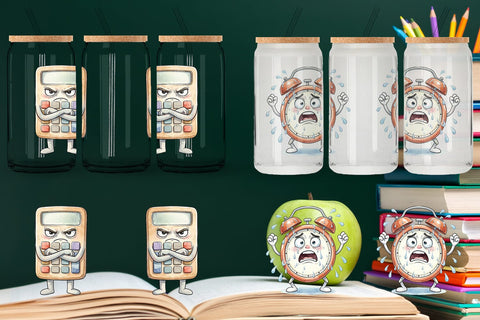 Glass Can Chaotic Teacher Supply Watercolor Sublimation artnoy 