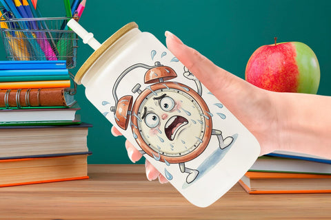 Glass Can Chaotic Teacher Supply Watercolor Sublimation artnoy 
