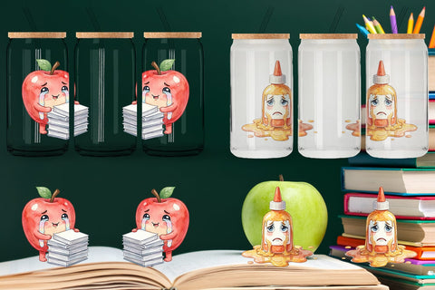 Glass Can Chaotic Teacher Supply Watercolor Sublimation artnoy 