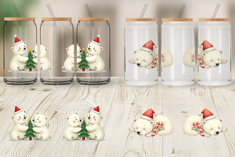 Glass Can Charming Polar Bears Sublimation artnoy 