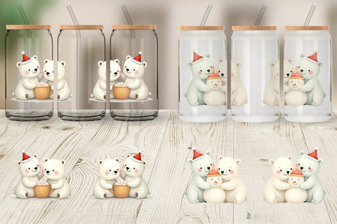 Glass Can Charming Polar Bears Sublimation artnoy 