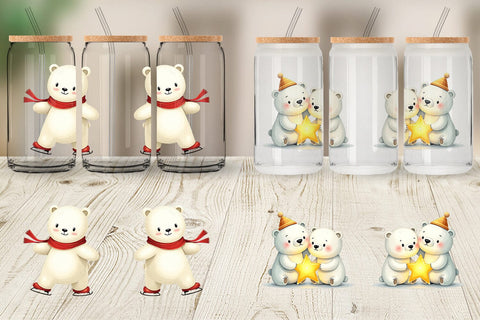 Glass Can Charming Polar Bears Sublimation artnoy 