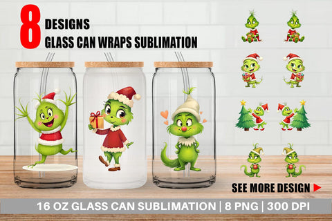 Glass Can Cheerful Baby Grinch Sublimation artnoy 