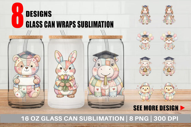 Glass Can Cheerful Graduation Party Patchwork Sublimation artnoy 