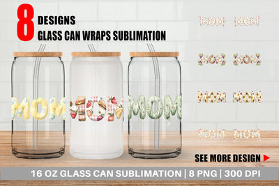 Glass Can Cheerful Picnic MOM Gingham Sublimation artnoy 