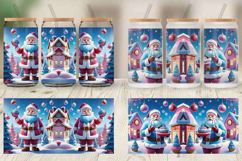 Glass Can Cheerful Santa Claus Sublimation artnoy 