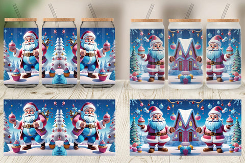 Glass Can Cheerful Santa Claus Sublimation artnoy 