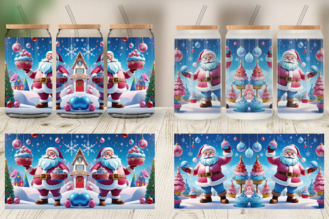 Glass Can Cheerful Santa Claus Sublimation artnoy 