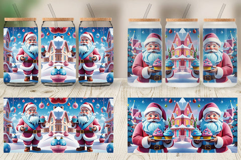 Glass Can Cheerful Santa Claus Sublimation artnoy 