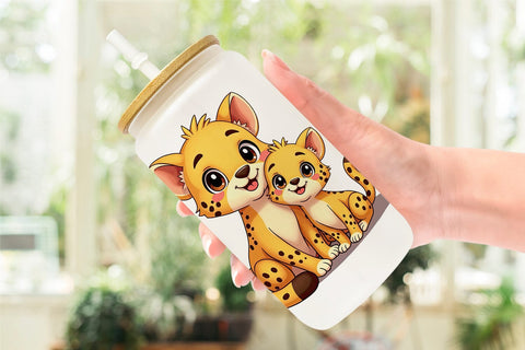 Glass Can Cheetah Mother's Day Sublimation artnoy 