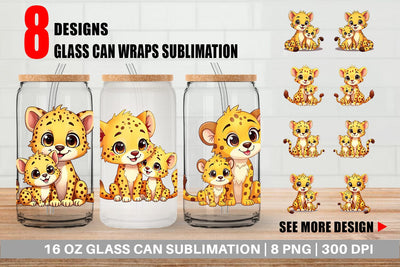 Glass Can Cheetah Mother's Day Sublimation artnoy 
