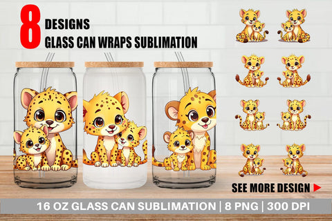 Glass Can Cheetah Mother's Day Sublimation artnoy 